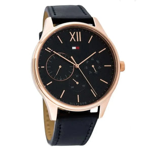 Tommy Hilfiger 1791419 Damon Quartz Black Dial Black Leather Strap Watch for Men Tommy Hilfiger