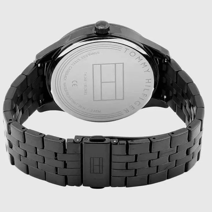 Tommy Hilfiger 1791454 Damon Quartz Chronograph Blue Dial Black Steel Strap Watch for Men Tommy Hilfiger