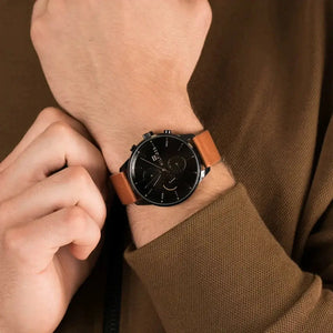 Tommy Hilfiger 1791486 James Quartz Black Dial Brown Leather Strap Watch For Men Tommy Hilfiger