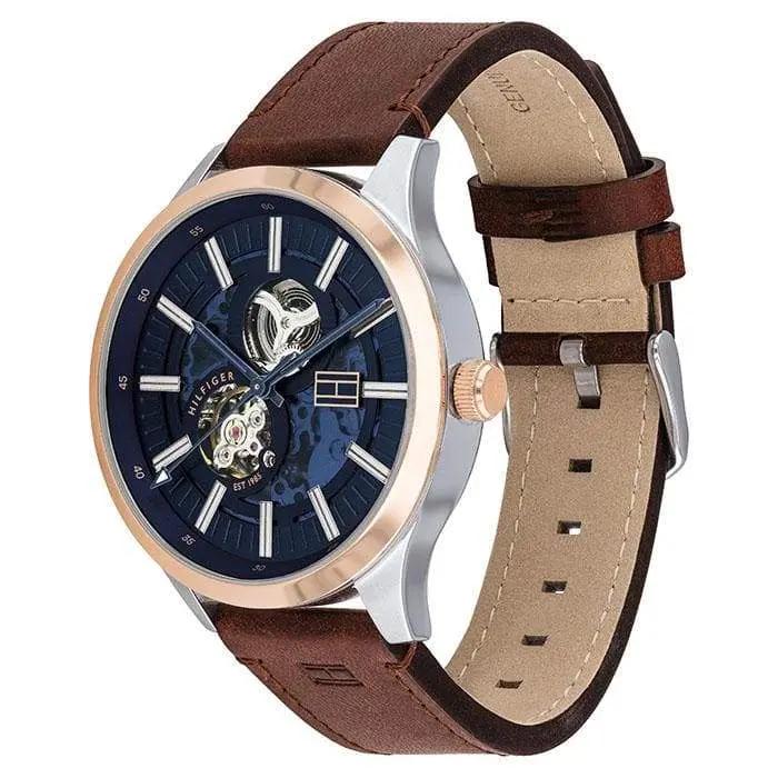 Tommy Hilfiger 1791642 Spencer Blue Dial Brown Leather Strap Watch for Men Tommy Hilfiger