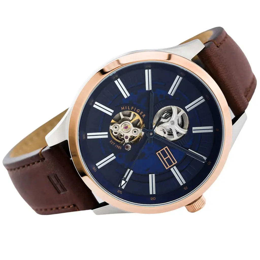 Tommy Hilfiger 1791642 Spencer Blue Dial Brown Leather Strap Watch for Men Tommy Hilfiger