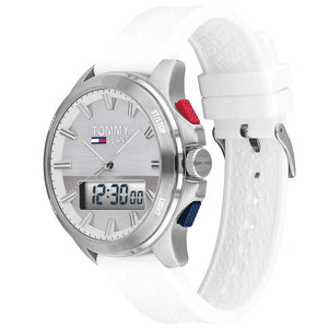 Tommy Hilfiger 1791764 Digital Silver Dial White Silicone Strap Watch For Men Tommy Hilfiger