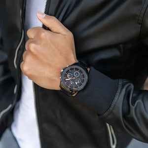 Tommy Hilfiger 1791858 Aiden Chronograph Black Dial Black Steel Strap Watch For Men Tommy Hilfiger