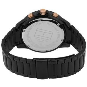 Tommy Hilfiger 1791858 Aiden Chronograph Black Dial Black Steel Strap Watch For Men Tommy Hilfiger
