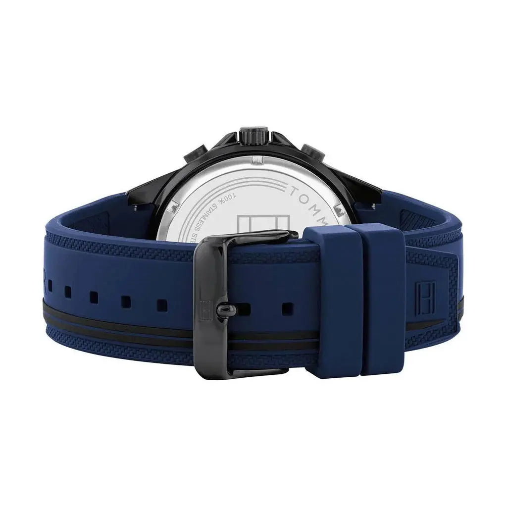 Tommy Hilfiger 1791860 Aiden Chronograph Blue Dial Blue Silicone Strap Watch For Men Tommy Hilfiger