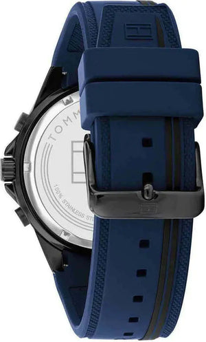 Tommy Hilfiger 1791860 Aiden Chronograph Blue Dial Blue Silicone Strap Watch For Men Tommy Hilfiger