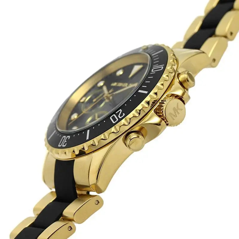 Michael Kors MK8979 Everest Chronograph Black Dial Two Tone Steel Strap Watch For Men Michael Kros
