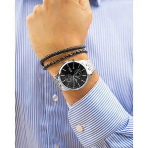 Hugo Boss 1513869 Associate Black Dial Silver Steel Strap Watch for Men Hugo Boss