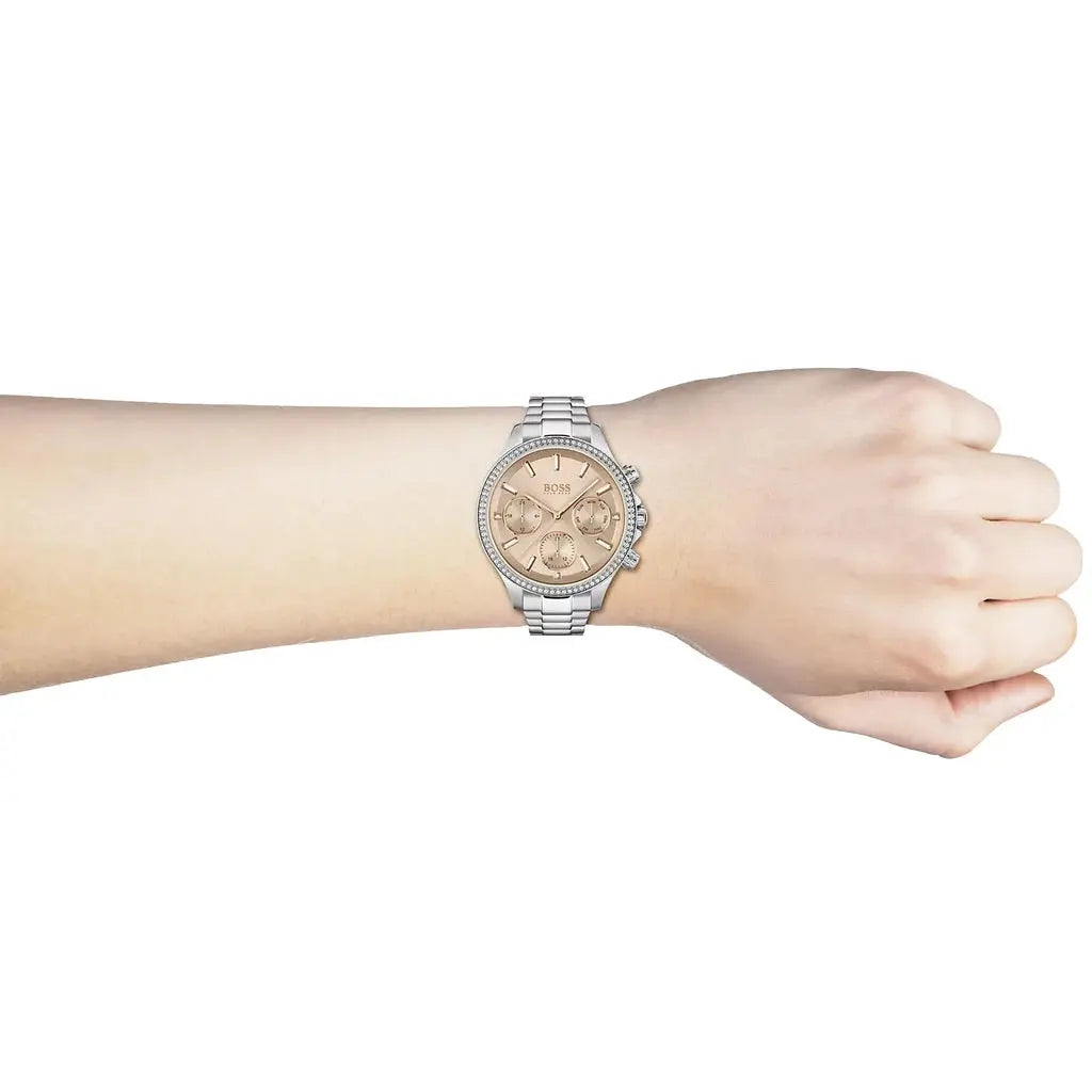 Hugo Boss 1502565 Hera Rose Pink Dial Silver Steel Strap Watch for Women Hugo Boss