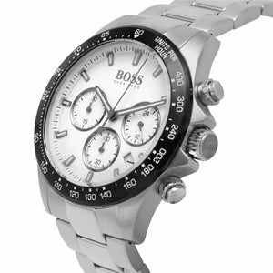 Hugo Boss 1513875 Hero Chronograph White Dial Silver Steel Strap Watch for Men Hugo Boss