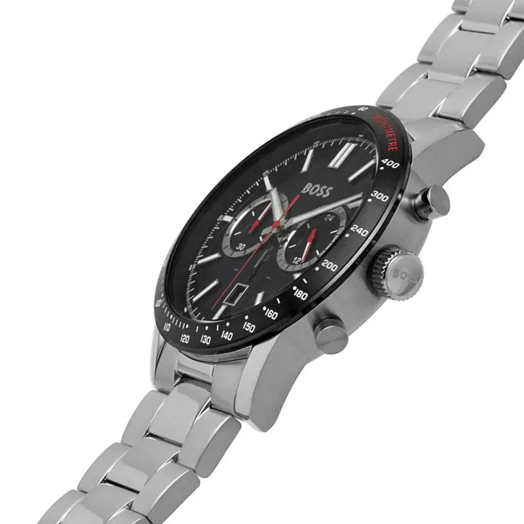 Hugo Boss 1513509 Rafale Chronograph Black Dial Silver Steel Strap Watch for Men Hugo Boss
