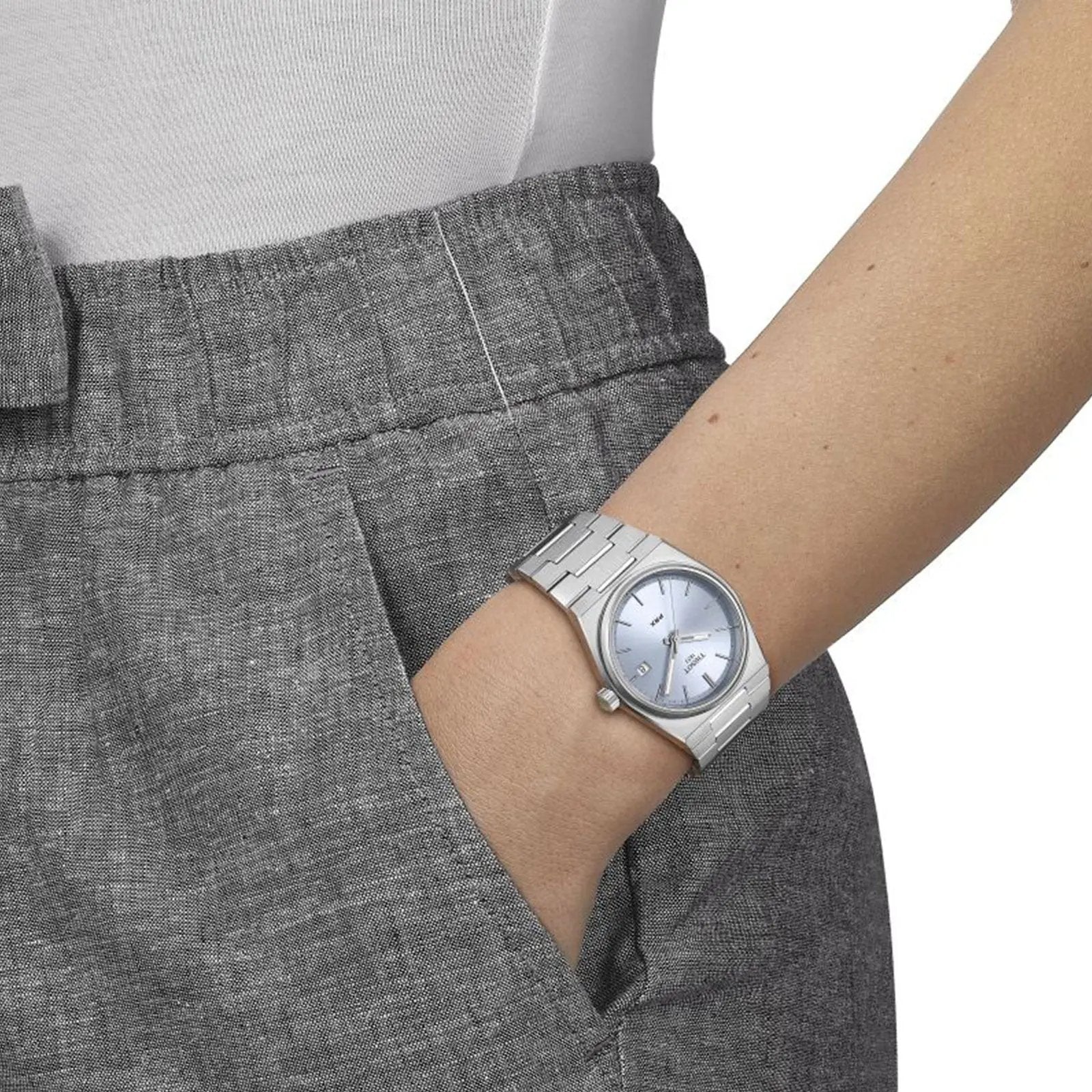 Tissot T137.210.11.351.00 PRX 35mm Unisex Watch Pale Blue Dial Steel Bracelet Tissot