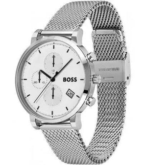 Hugo Boss 1513933 Skymaster White Dial Silver Mesh Bracelet Watch for Men Hugo Boss
