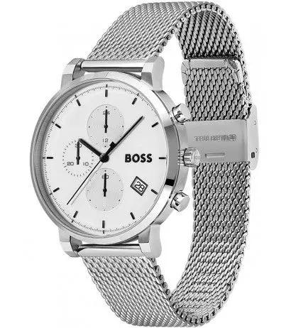 Hugo Boss 1513933 Skymaster White Dial Silver Mesh Bracelet Watch for Men Hugo Boss