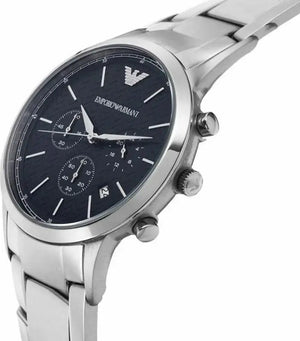 Emporio Armani AR2486 Renato Chronograph Blue Dial Silver Steel Strap Watch For Men Emporio Armani