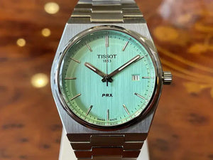 Tissot T137.410.11.091.01 PRX Quartz Light Green Dial Silver Steel Strap Watch for Men Tissot