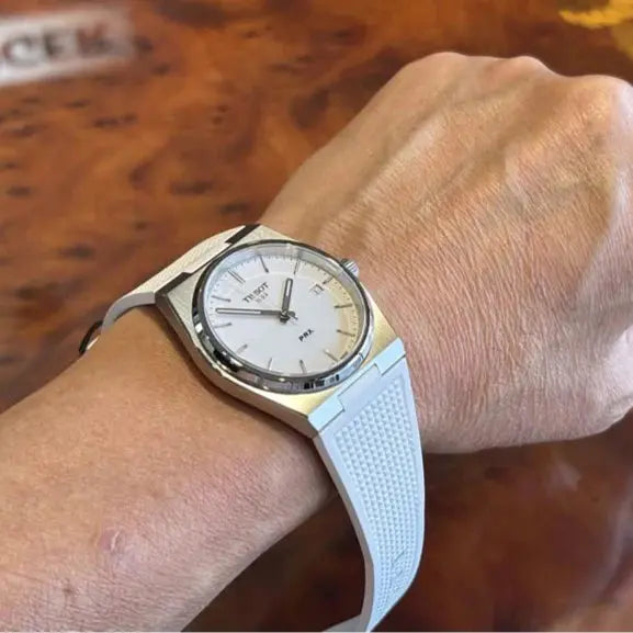 Tissot T137.410.17.011.00 PRX 40 White Dial White Rubber Strap Watch For Men Tissot