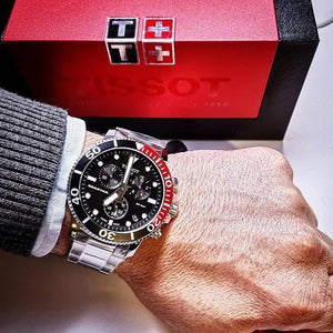 Tissot T120.417.11.051.01 Seastar 1000 Chronograph Black Dial Silver Steel Strap Watch For Men Tissot