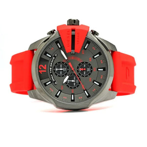 Diesel  DZ4427 Mega Chief Chronograph Black Dial Red Silicone Strap Watch For Men Diesel