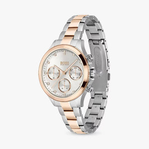 Hugo Boss 1502446 Hera Chronograph Silver Dial Two Tone Steel Strap Watch for Women Hugo Boss