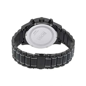 Hugo Boss 1513180 Chronograph Black Dial Black Steel Strap Watch for Men Hugo Boss