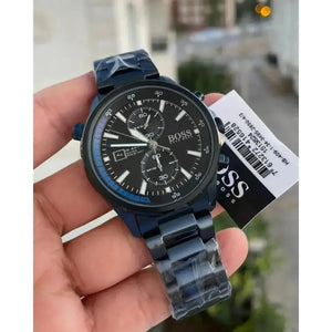 Hugo Boss 1513824 Globetrotter Black Dial Black Steel Strap Watch for Men Hugo Boss