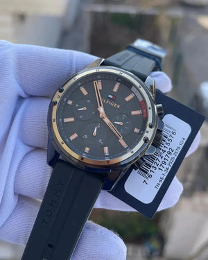 Tommy Hilfiger 1791792 Mason Black Dial Black Rubber Strap Watch for Men Tommy Hilfiger