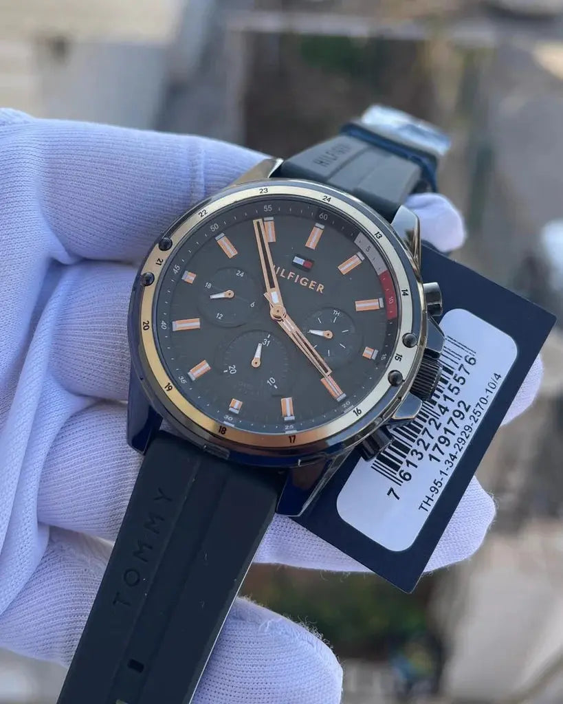 Tommy Hilfiger 1791792 Mason Black Dial Black Rubber Strap Watch for Men Tommy Hilfiger