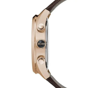 Hugo Boss 1513605 Grand Prix Brown Dial Brown Leather Strap Watch for Men Hugo Boss