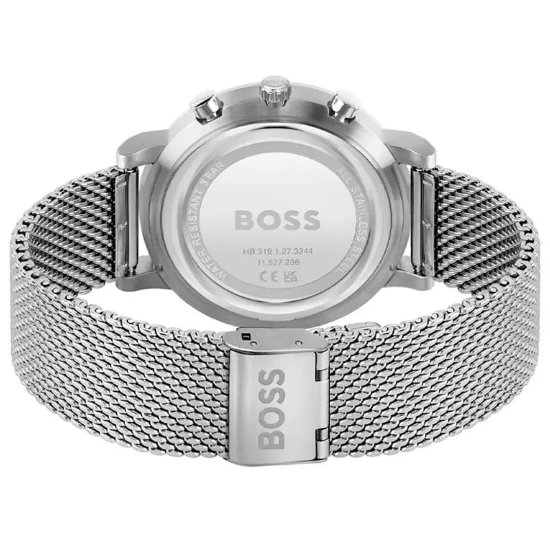 Hugo Boss 1513933 Skymaster White Dial Silver Mesh Bracelet Watch for Men Hugo Boss