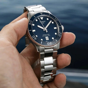 Tissot T120.410.11.041.00 Seastar 1000 Blue Dial Silver Steel Strap Watch For Men Tissot