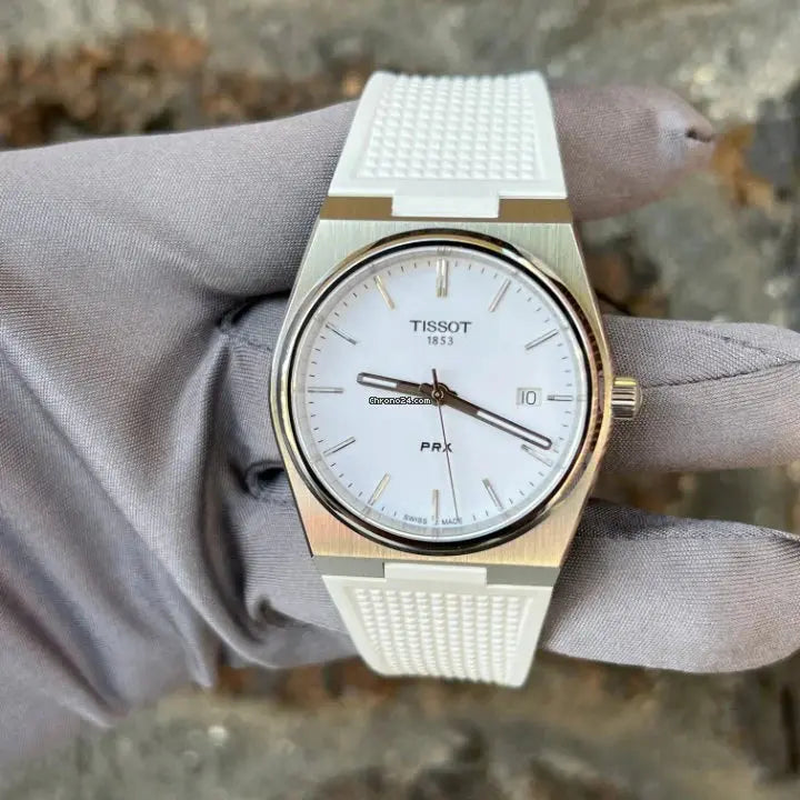 Tissot T137.410.17.011.00 PRX 40 White Dial White Rubber Strap Watch For Men Tissot