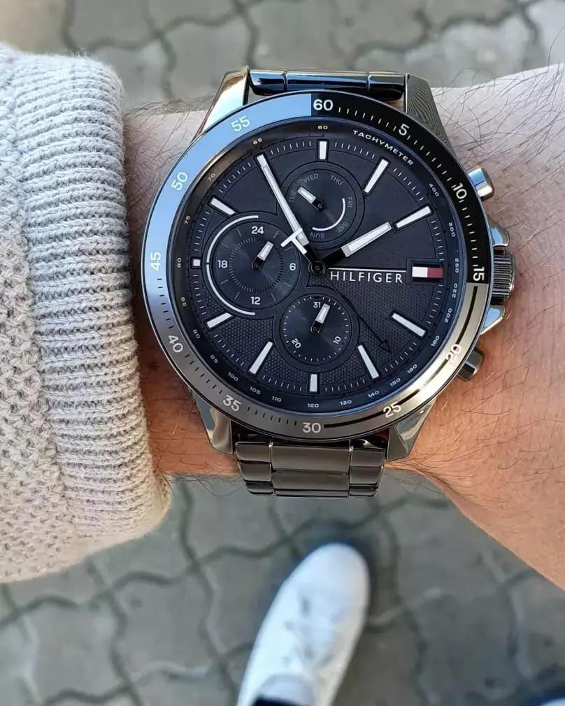 Tommy Hilfiger 1791719 Bank Grey Dial Grey Steel Strap Watch for Men Tommy Hilfiger