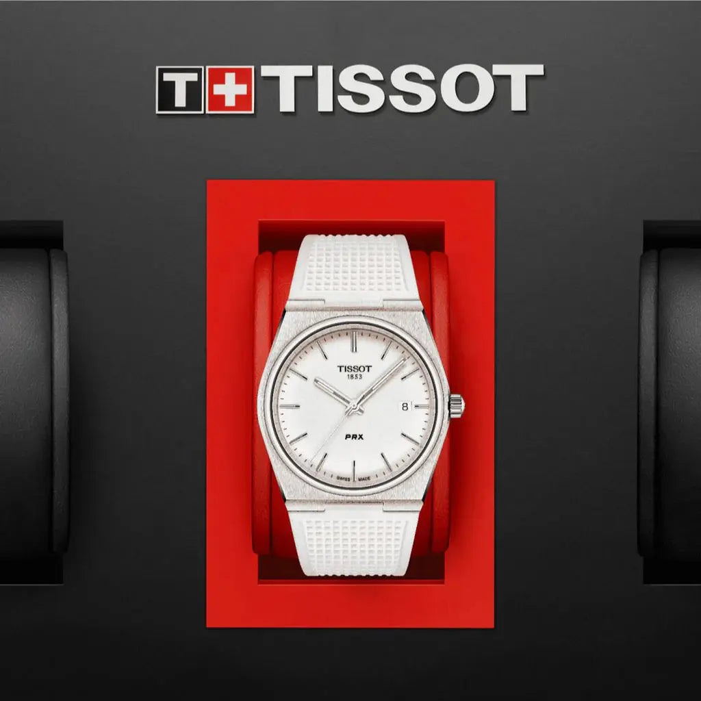 Tissot T137.410.17.011.00 PRX 40 White Dial White Rubber Strap Watch For Men Tissot