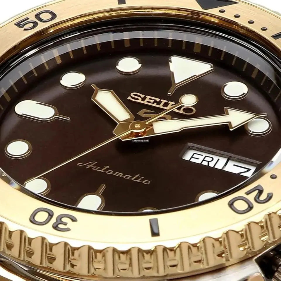 Seiko SRPK24 5 Sports Automatic Brown Dial Two Tone Steel Men’s Watch Seiko