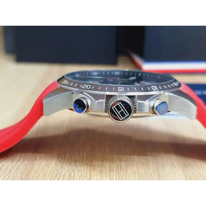 Tommy Hilfiger 1791351 Decker Quartz Black Dial Red Rubber Strap Watch for Men Tommy Hilfiger