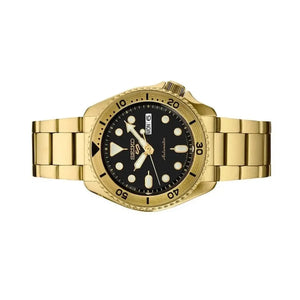 Seiko SRPK18 5 Sports Automatic Black Dial Gold Steel Strap Watch for Men Seiko
