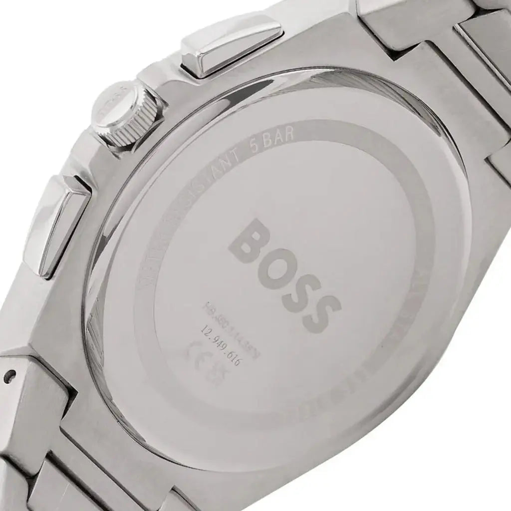 Hugo Boss 1514048 Steer Chronograph Blue Dial Silver Steel Strap Watch For Men Hugo Boss