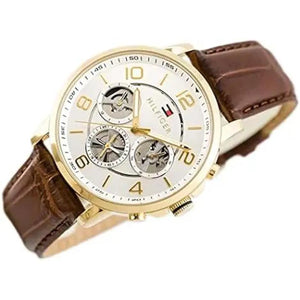 Tommy Hilfiger 1791291 Keagan Quartz Silver Dial Brown Leather Strap Watch for Men Tommy Hilfiger