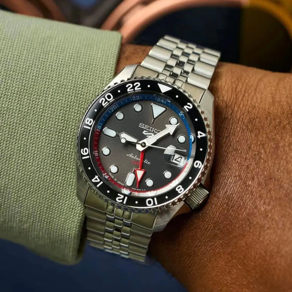 Seiko SSK019K1 5 Sports Special Edition Automatic Grey Dial Silver Steel Strap Watch For Men Seiko