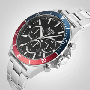 Hugo Boss 1514108 Troper Chronograph Black Dial Silver Steel Strap Watch For Men Hugo Boss