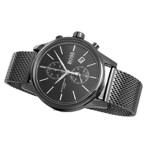 Hugo Boss 1513769 Associate Black Dial Black Mesh Bracelet Watch for Men Hugo Boss