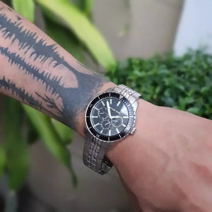 Michael Kors MK7156 Cunningham Multifunction Black Dial Silver Steel Strap Watch For Men Michael Kros