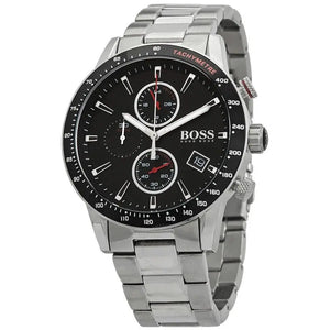 Hugo Boss 1513509 Rafale Chronograph Black Dial Silver Steel Strap Watch for Men Hugo Boss