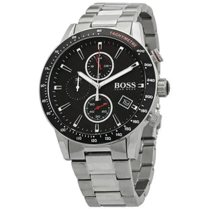 Hugo Boss 1513509 Rafale Chronograph Black Dial Silver Steel Strap Watch for Men Hugo Boss