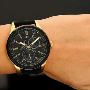 Tommy Hilfiger 1791636 Austin Black Dial Black Rubber Strap Watch for Men Tommy Hilfiger