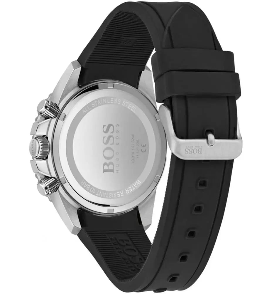 Hugo Boss 1513912 Admiral Black Dial Black Silicone Strap Watch for Men Hugo Boss