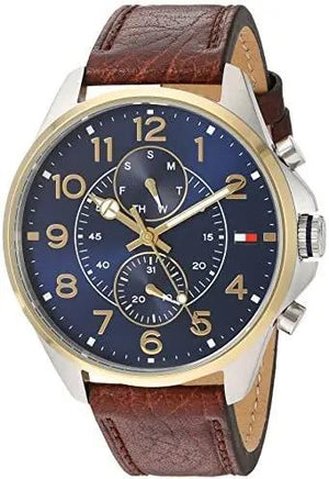 Tommy Hilfiger 1791275 Dean Multifunctional Blue Dial Brown Leather Strap Watch for Men Tommy Hilfiger