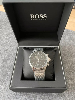 Hugo Boss 1513652 Companion Black Dial Silver Steel Strap Watch for Men Hugo Boss