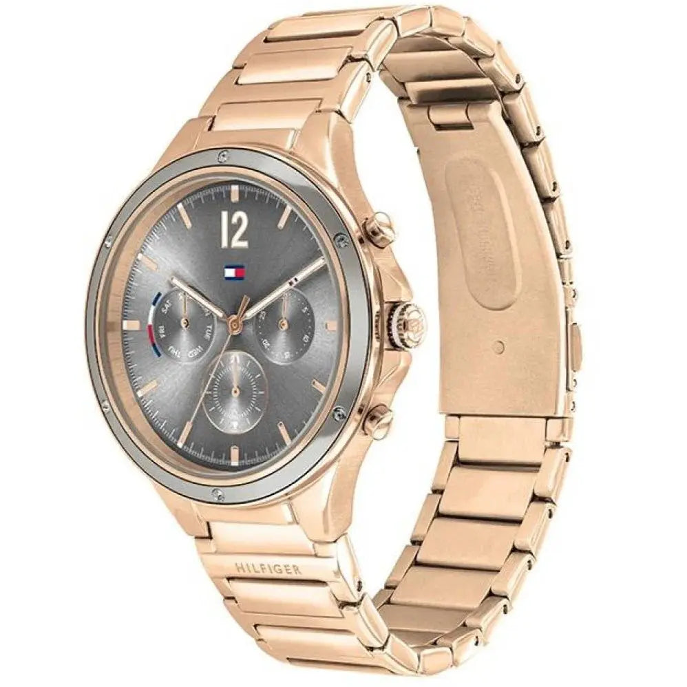 Tommy Hilfiger 1782277 Eve Chronograph Quartz Grey Dial Rose Gold Steel Strap Watch For Women Tommy Hilfiger